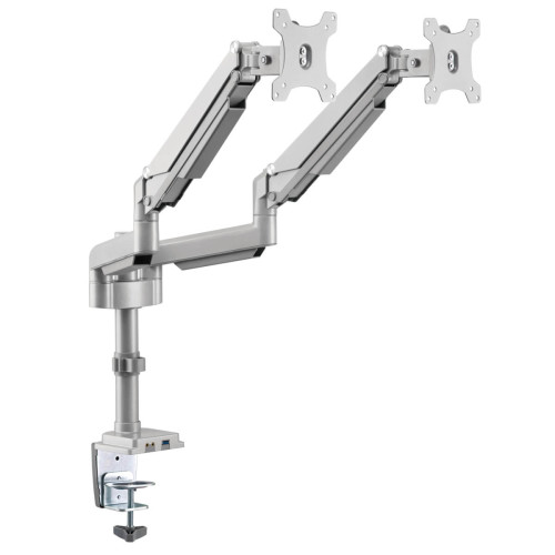 Tripp Lite DDR1732DAL Dual-Display Flex-Arm Mount for 13” to 34” Monitors - Clamp or Grommet, USB, Audio Ports