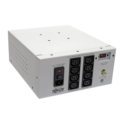 Tripp Lite IS1000HGDV Isolator Series Dual-Voltage 115/230V 1000W 60601-1 Medical-Grade Isolation Transformer, C14 Inlet, 8 C13 Outlets