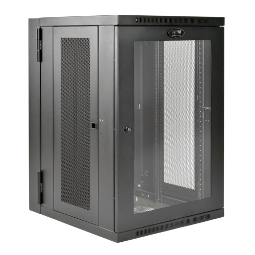 Tripp Lite SRW18USDPG SmartRack 18U UPS-Depth Wall-Mount Half-Height Rack Enclosure, Clear Acrylic Window, Hinged Back